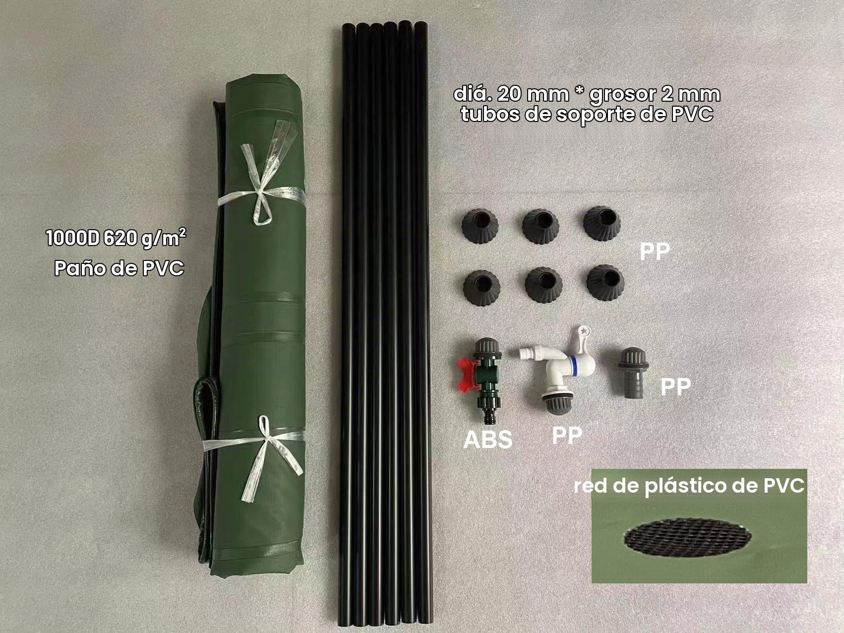 Depósito plegable de 300 litros para agua de jardín, depósito portátil de PVC para almacenamiento de líquidos con grifo, tapa con cremallera y conector de manguera