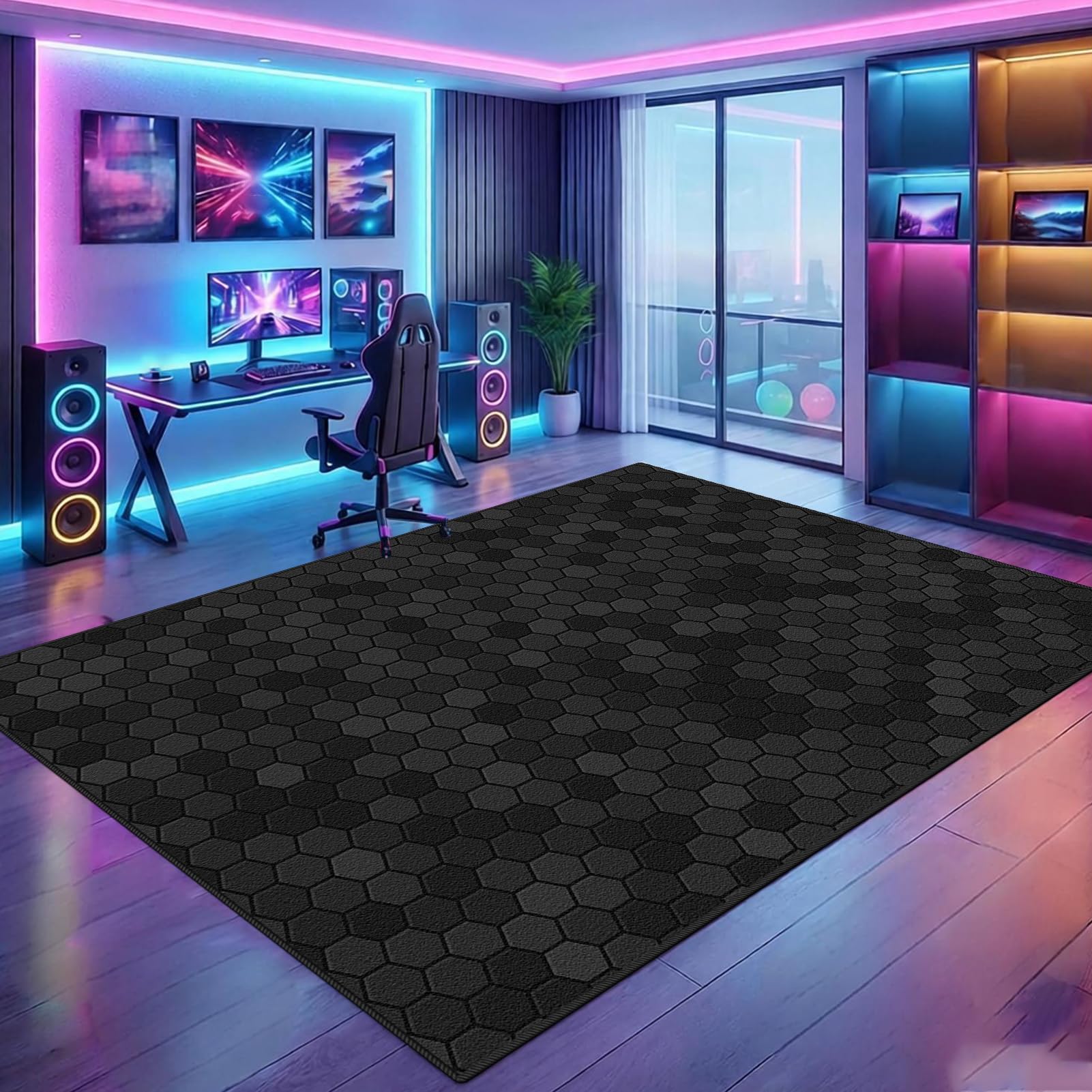 Tapis gamer manette de jeu 3D 200x250 cm antidérapant et lavable