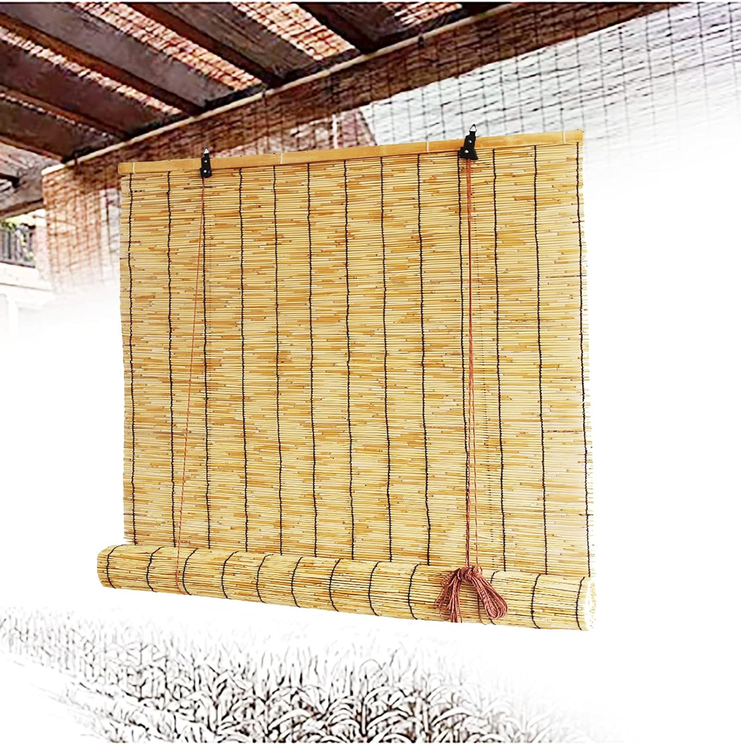 Retro Bamboo Roll Up，Outdoor Blinds Roll Up Shade，Sun