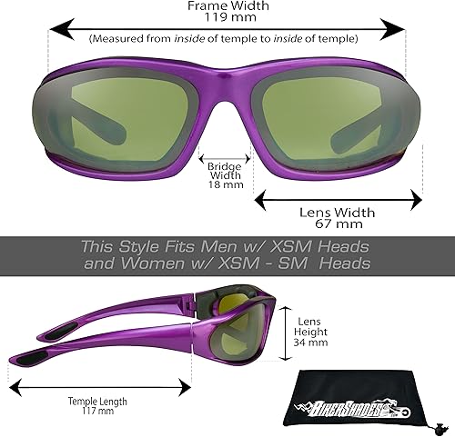Miniatura 6 de Bikershades Gafas de montar en motocicleta con montura morada, pequeñas para mujeres y niñas