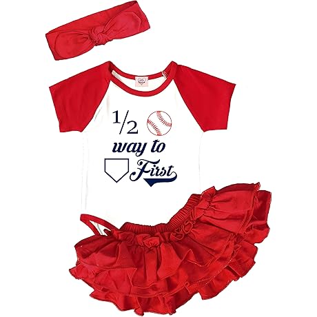 Girls Half Birthday Half Way to First 1/2 Way to First Baseball...