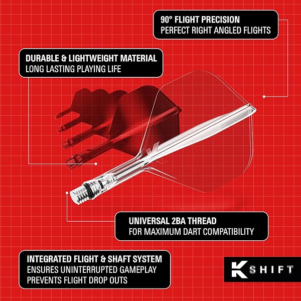Target Darts K-Shift N° 2 Intégrés Vols et Arbres | K Shift N° 2 Système Vol et Arbre, Blanc/Transparent/Noir – K-Flex Court/Intermédiaire/Moyen Shift Spin Base, Accessoires Fléchettes Professionnels - 4