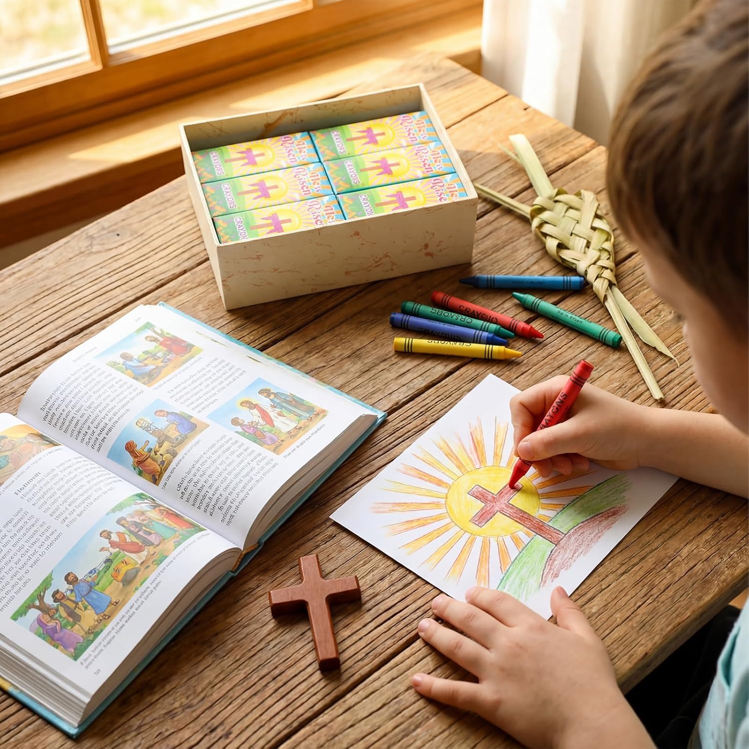 36 Boxes of 4 Pastel Easter Crayons Gifts Total 144 Resurrection Crayons Bulk He Is Risen Easter Basic Supplies Basket Stuffers for Church Sunday Giveaways Party Favors Drawing Art Supplies