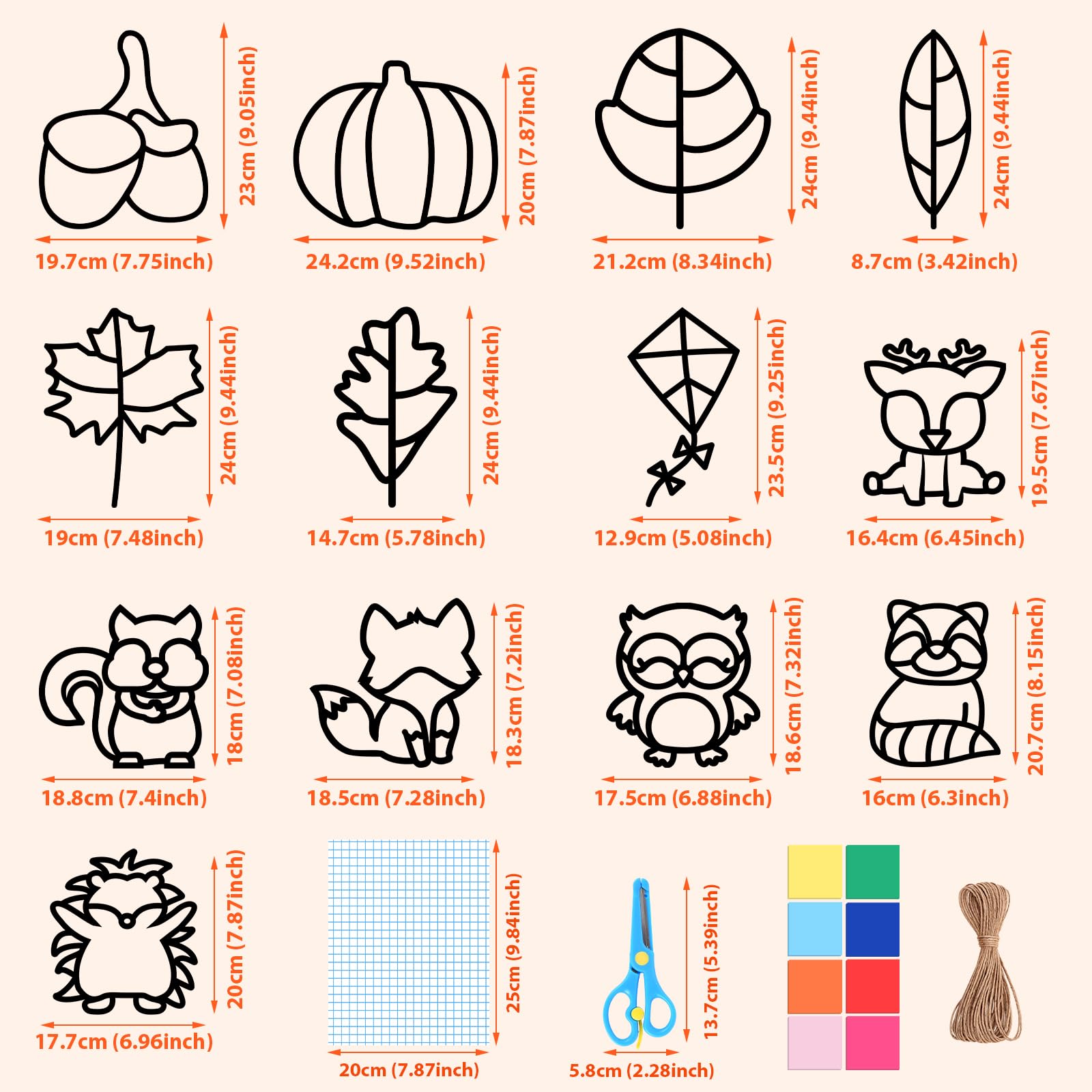Herefun Kit di Animali Autunnali per Bambini Decorazioni, 15 Pezzi Autunno Creativo DIY, Ghirlande per Bambini, Decorazione Autunnale Set Bambini, Natale Pareti Porte, Regalo Festa Compleanno