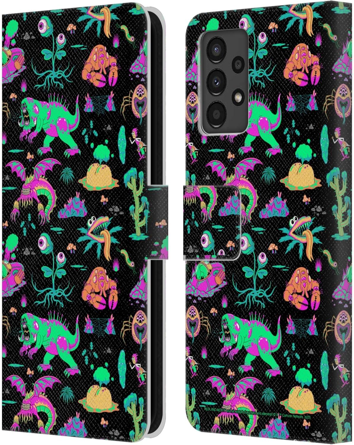 Head Case Designs Officially Licensed Rick and Morty Aliens Season 3 Graphics Leather Wallet Case Compatible with Samsung Galaxy A13 (2022)