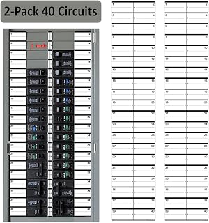 2 Pack 1" Breaker Side 40 Circuits Vinyl Fuse Box Circuit Breaker Panel Directory Labels Stickers Decals for All Electrical Panel/Load Centers Waterproof