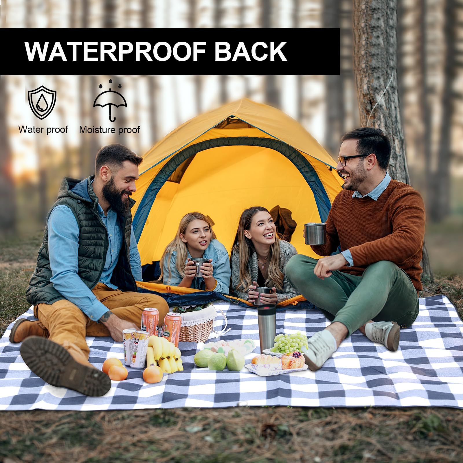 Coperta Picnic Impermeabile 200x200 Cm - Telo Portatile Per Spiaggia, Campeggio E Parco - Foto 10