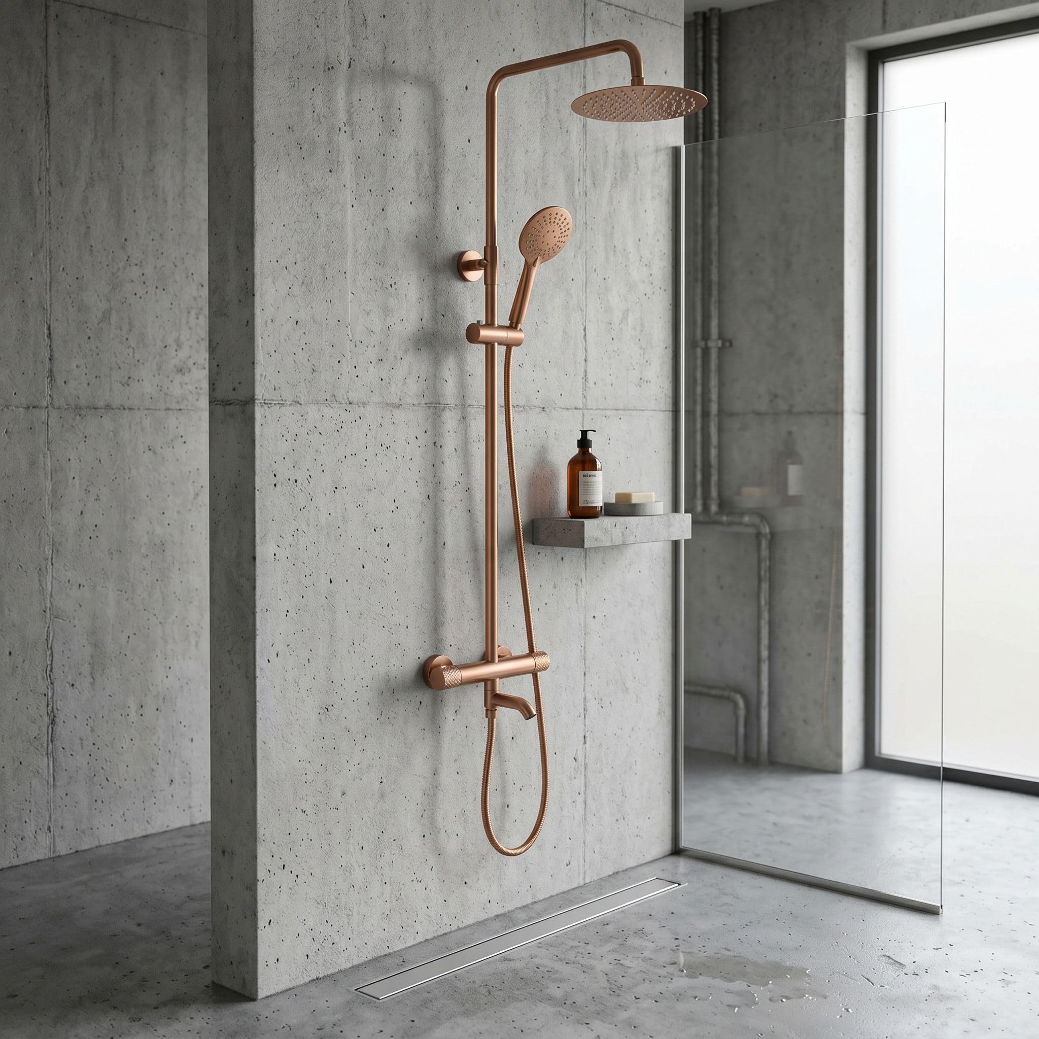 Rea zestaw natryskowy Lungo Diamond THERMOSTAT, Miedź, 27x34,5x117cm