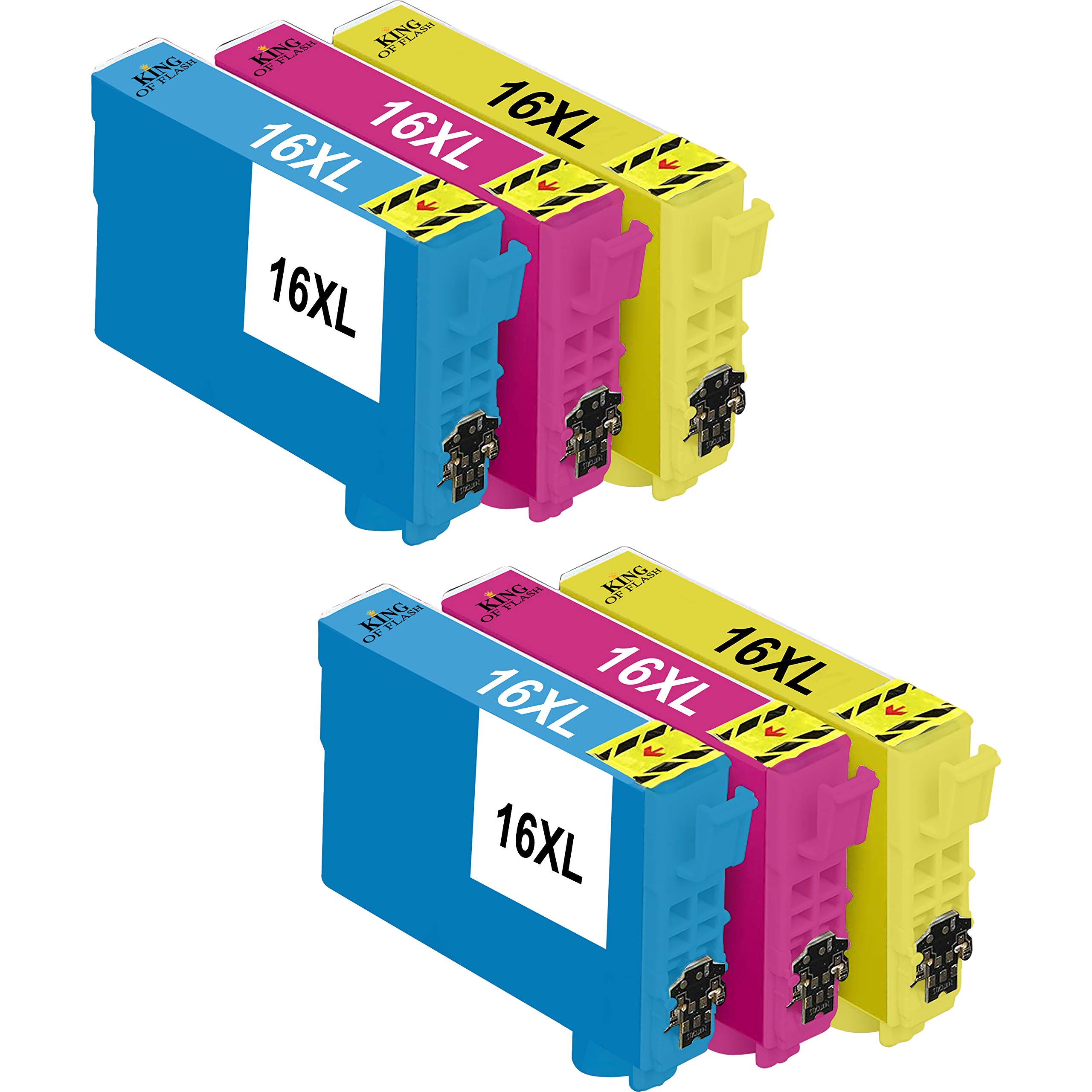 KING OF FLASHReplacement for Epson 16XL Ink Cartridges Compatible for Epson Workforce WF-2750 WF-2760 WF-2010 WF-2630 WF-2510 WF-2520 WF-2660 WF-2540 WF-2650 WF-2530 (2 of each cyan, magenta, yellow)