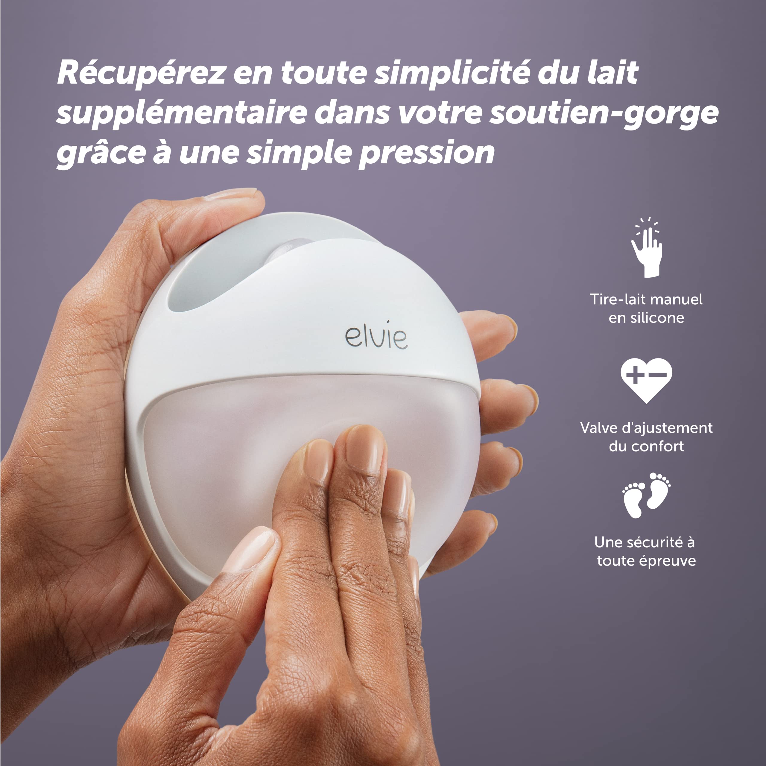 Elvie | Tire lait électrique Elvie Curve | Tire lait portable en silicone pour une expression aisée et mains libre | Succion naturelle agréable et sans effort