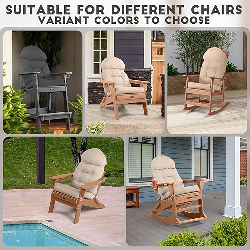 Miniatura 3 de FUNBERRY Juego de 4 cojines para sillas de patio, cojines gruesos y cómodos para mecedores, antideslizantes, protección contra la decoloración,