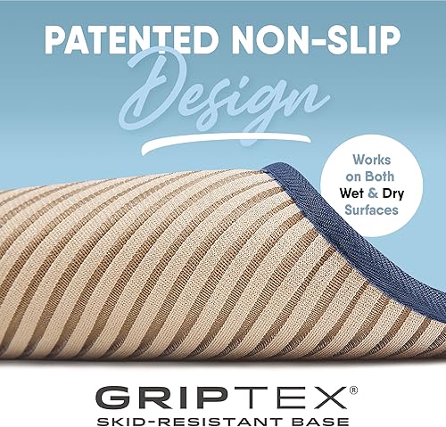 Miniatura 5 de MICRODRY Tapete de baño de espuma viscoelástica extra grueso, SoftLux con infusión de carbón con base antideslizante GripTex (azul marino, 21 x 34)