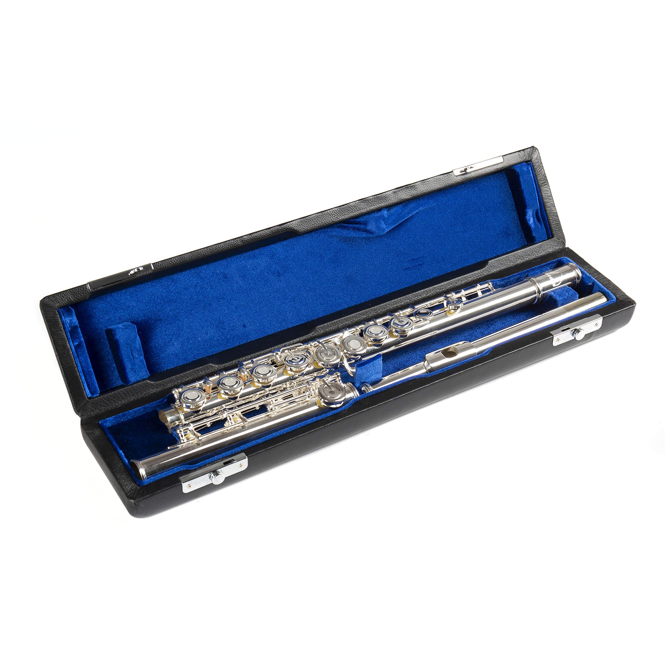Monzani MZFL-350 Querflöte, Ringklappen, Neusilber, C-Stimmung, E-Mechanik, C-Fuß, Vorgezogenes G, Inklusive Etui und Zubehör, Deutsches Nickel, 430g