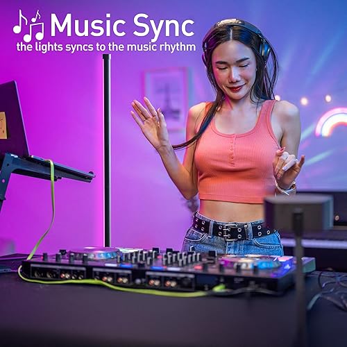 Miniatura 3 de Lámpara de pie inteligente RGB, controlada por Alexa y aplicación, WiFi de 2.4 GHz, control de voz LED con cambio de color, sincronización de