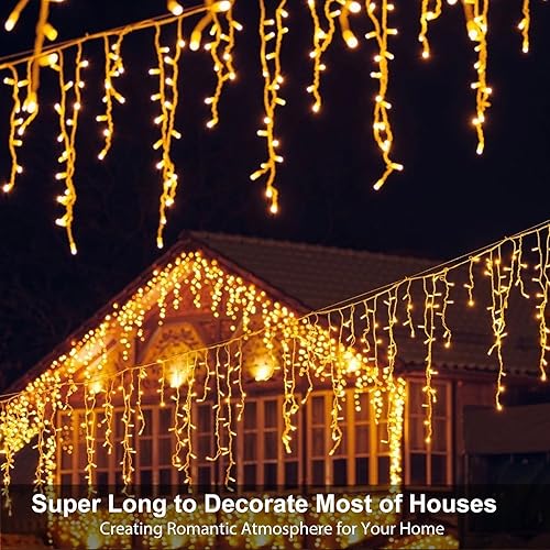 Miniatura 6 de Luces LED de carámbano para decoraciones de Navidad al aire libre, 78.7 pies, 800 luces LED de hadas de Navidad con temporizador y función de