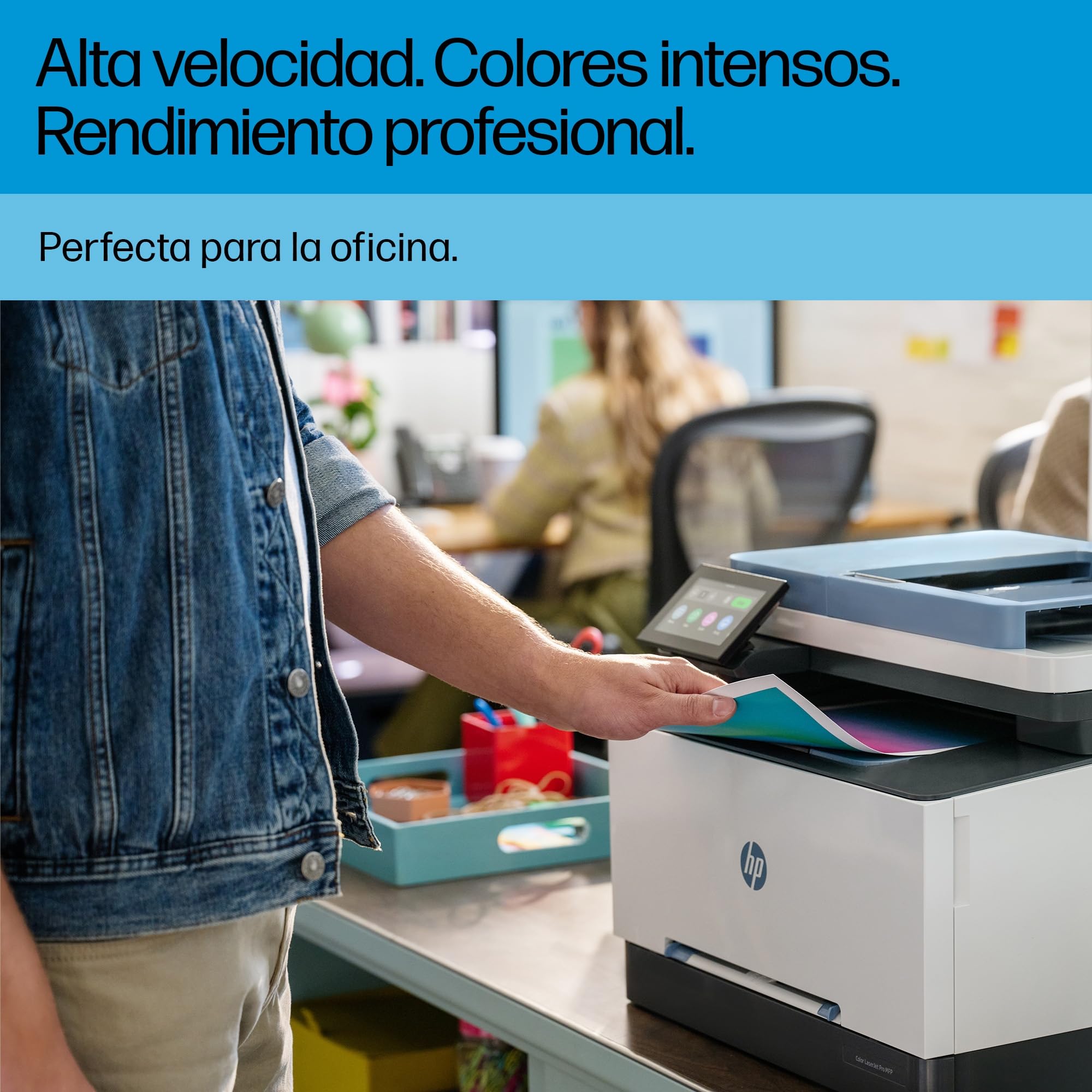 HP Color LaserJet Pro 3302sdw Impresora Láser A4 Multifunción Doble Cara Automática, Escáner, Copiadora 25ppm Wi-Fi Direct Blanca y Azul