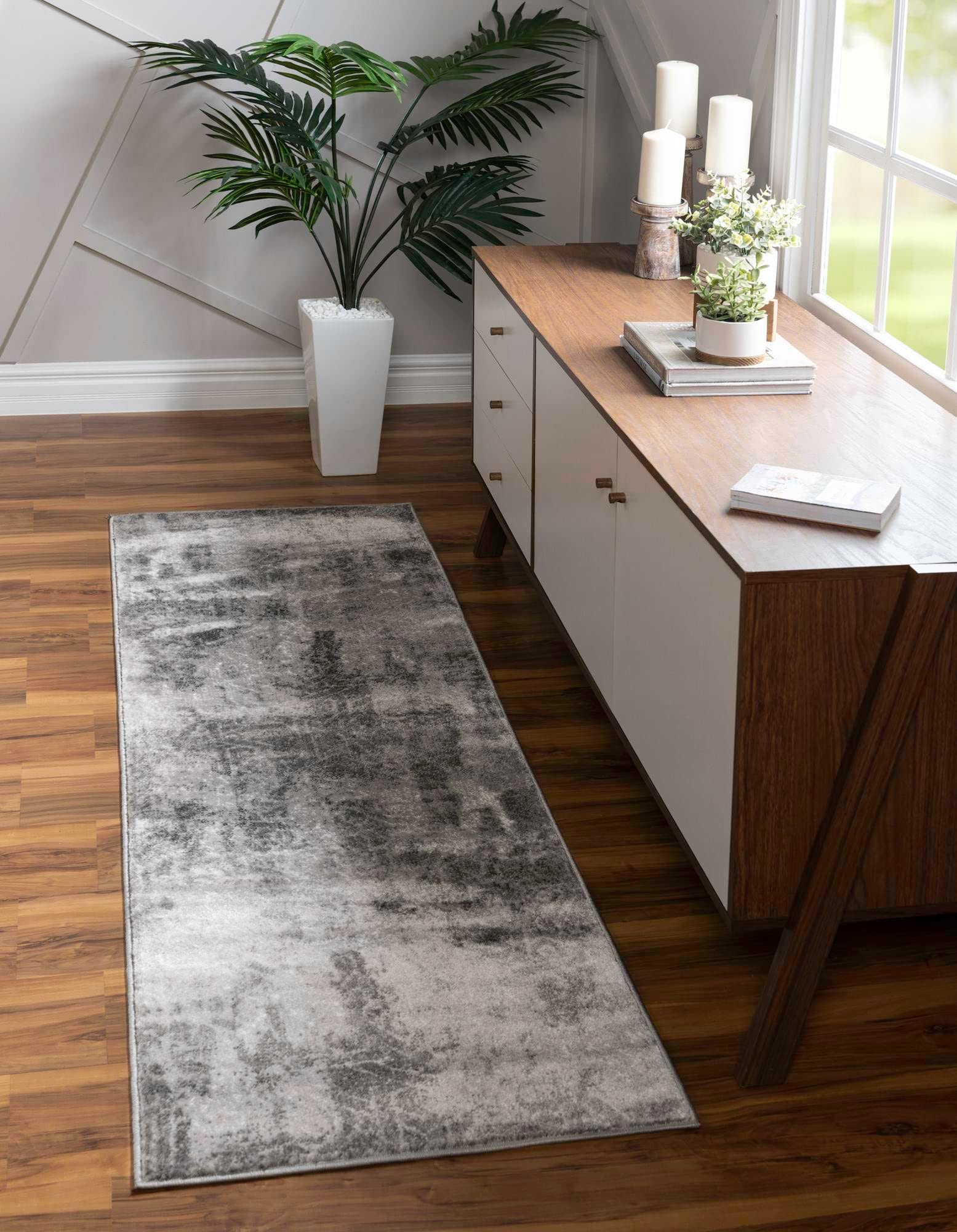 Rugs.com Monte Carlo Collection Rug – 3' 3 x 16' 5 Runner Dark Gray Medium Rug Perfect for Living Rooms, Large Dining Rooms, Open Floorplans