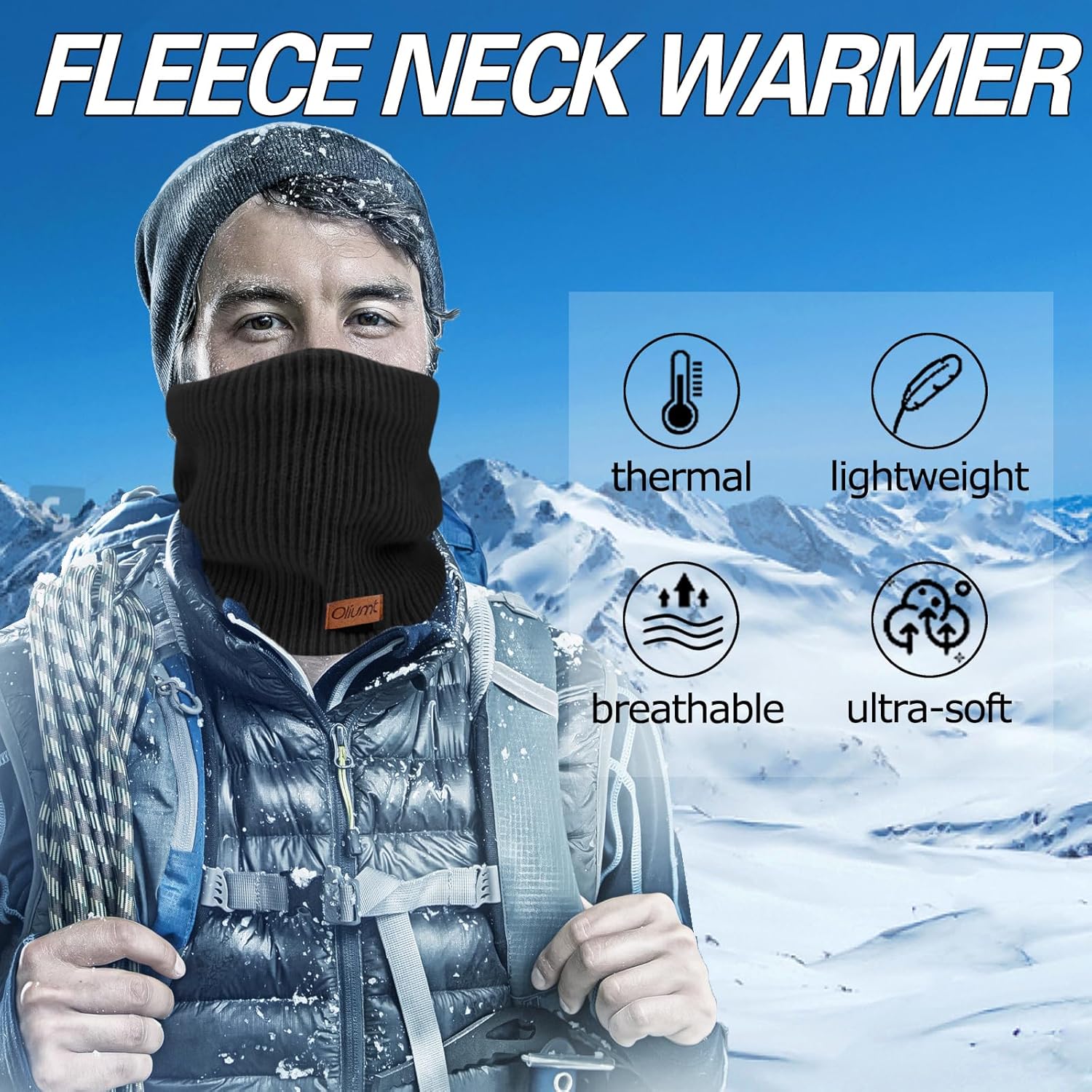 Neck Warmer for men,Winter Neck Gaiters Face Scarf Women Windproof Warm Fleece Scarves Gaiter for Cold Weather - Image 7