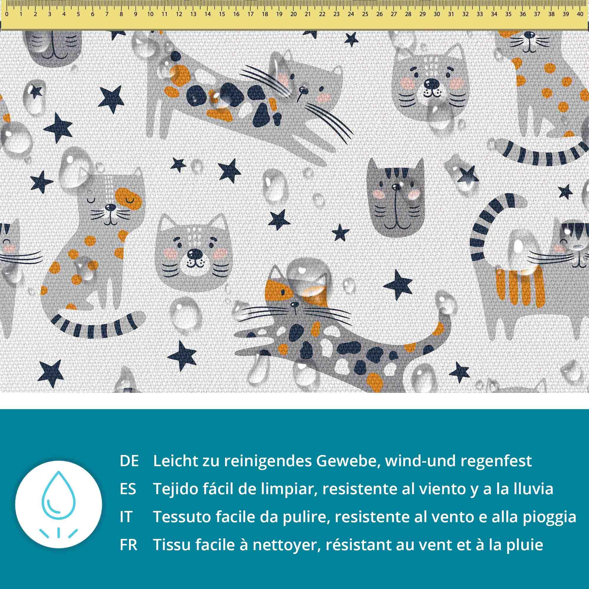 DreamRoots Tessuto Impermeabile al metro 160 cm Larghezza, 220 g/m² 600D, Stoffa per Cuscini Esterni - Cartoon Dogs metro lineare