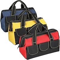 Vista 8 de Sanwuta Paquete de 3 Bolsas de Herramientas para Hombres con Fondo Duro Impermeable, Bolsa de Herramientas de Servicio Pesado con Boca Ancha Tipo