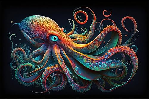 CaterRina Octopus Aquarium Background Abstract Colorful Octopus Terrarium Backgr