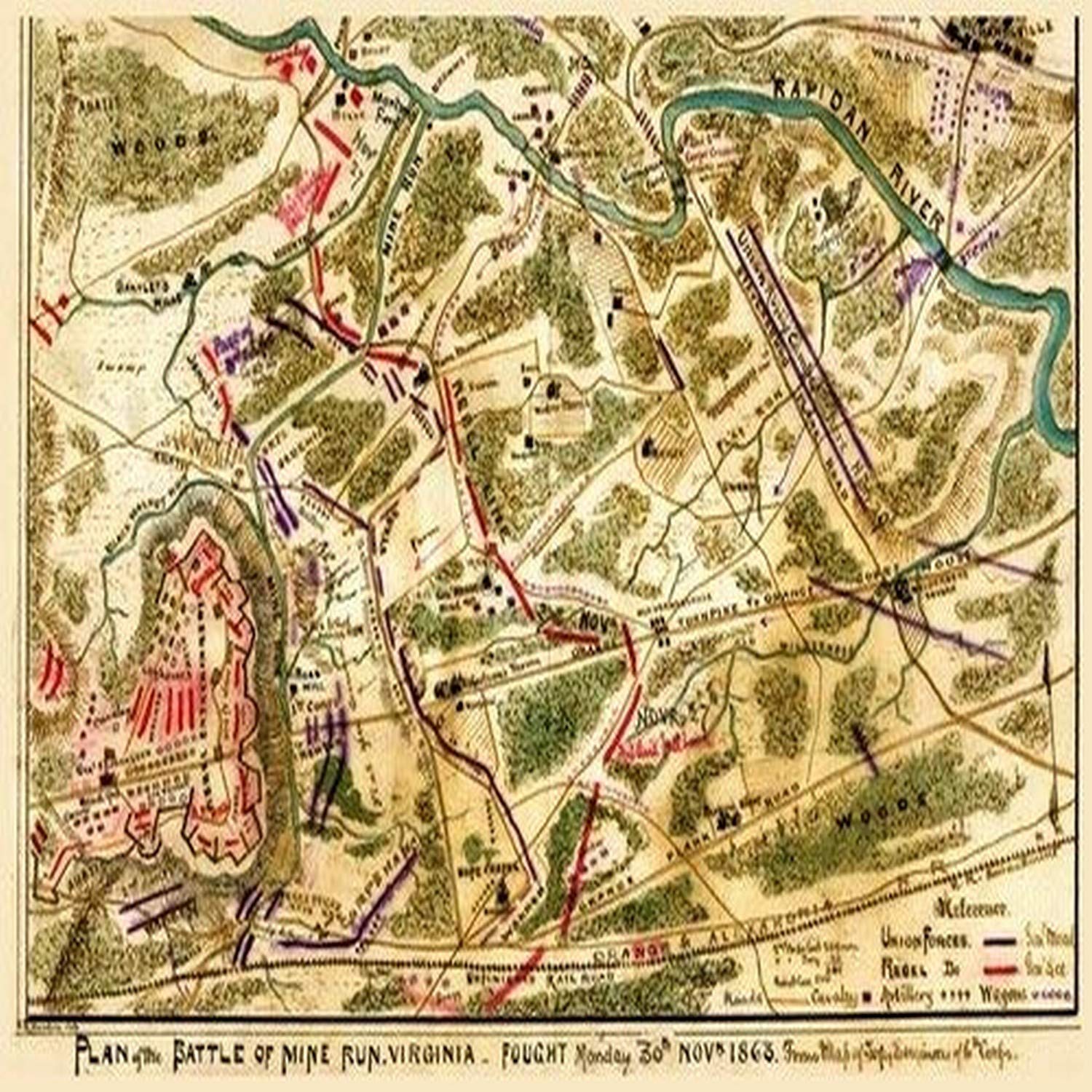 Battle of Mine Run Virginia fought Monday 30th November 1863 Meades