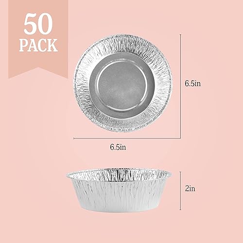 Miniatura 5 de PLASTICPRO Sartenes redondos de aluminio desechables de 65 pulgadas aptas para congelador y horno para hornear cocinar almacenar asar y recalentar