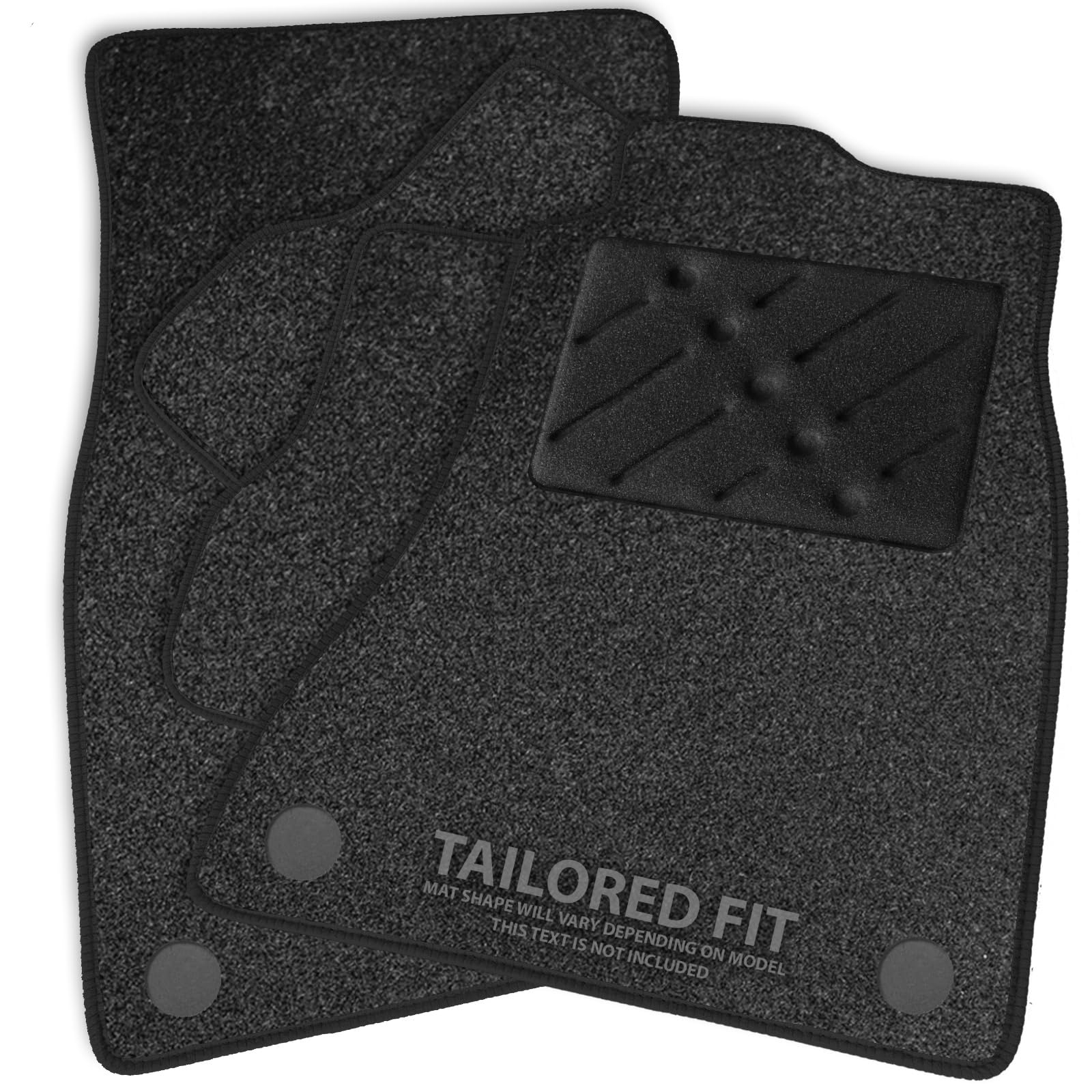 Car Mats to fit Volkswagen Passat (B7) (2010-2015) Anthracite Carpet - Black Ribbed Trim & Black Rectangle Heel Pad [1700]
