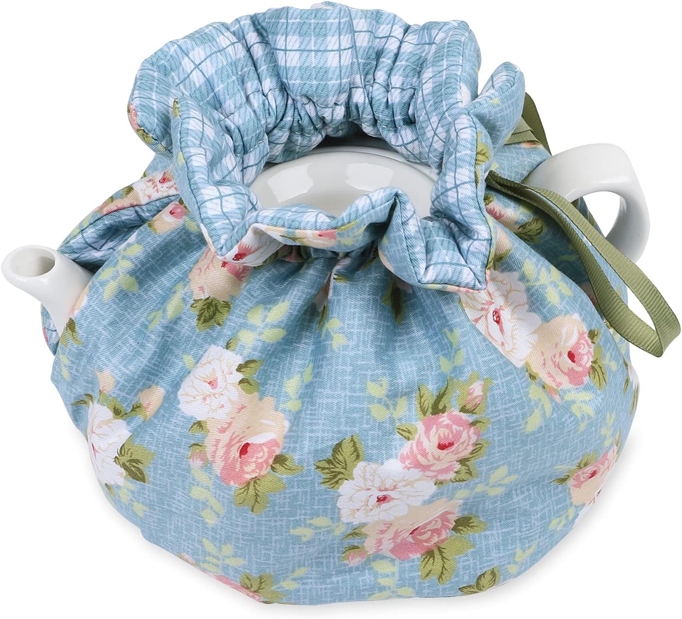 CEMGYIUK Modern Design 100% Cotton Printed Tea Cosy, Creative Kitchen Teapot Dust Cover, Tea Cosy Breakfast Warmer, Kettle Cover, Insulation and Keep Warm, Green