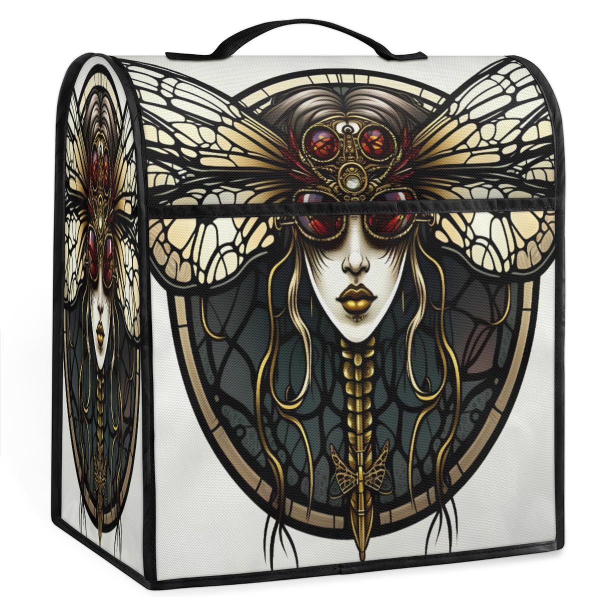 Coffee Maker Cover Gothic Dragonfly Kitchen Appliance Covers Small Appliance Covers Blender Cover Juicer Cover Dust Covers for Kitchen Appliances with Top Handle and Pockets,Washable,B611