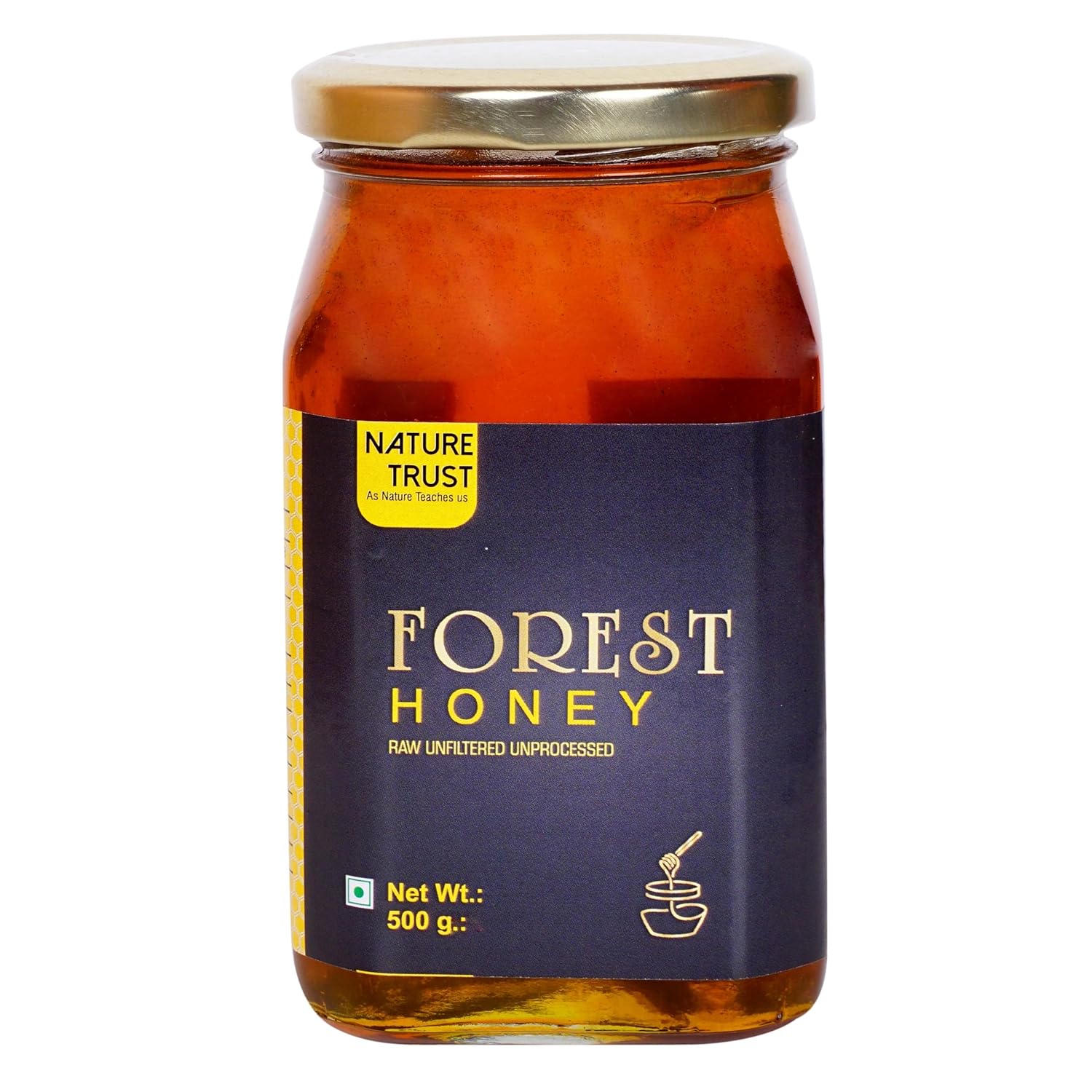 Nature Trust Raw Forest Honey, Wild, Unprocessed, Unheated, Non Pasteurized, Original Honey 100% Pure and Natural, Collected from Deep Forest, 500 Gram