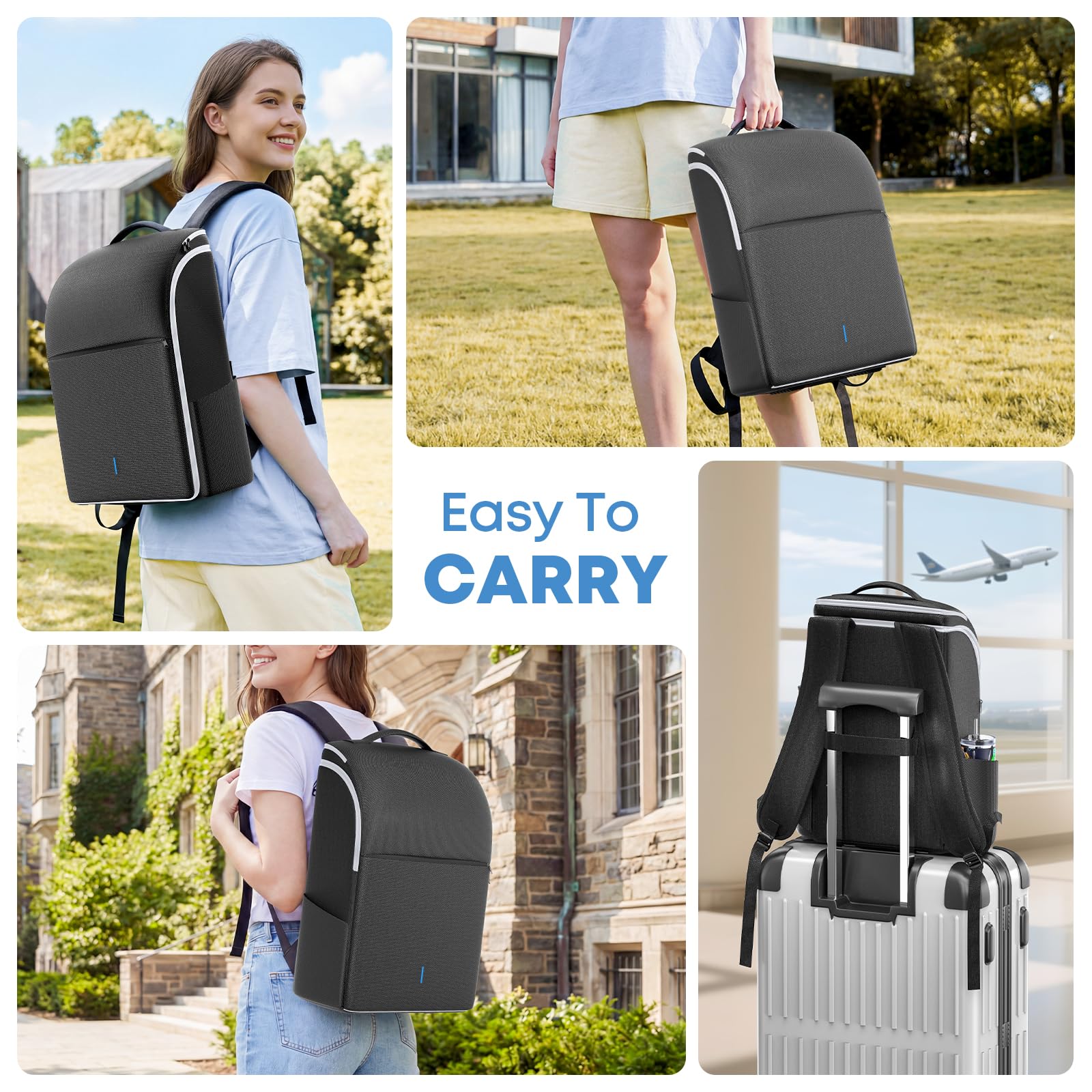 LVVIL Mochila para consola PS5/Slim/Pro, funda de transporte PS5 de protección completa, bolsa de almacenamiento PS 5 de gran capacidad para controladores duales, portal PS, laptop, tarjetas de juego