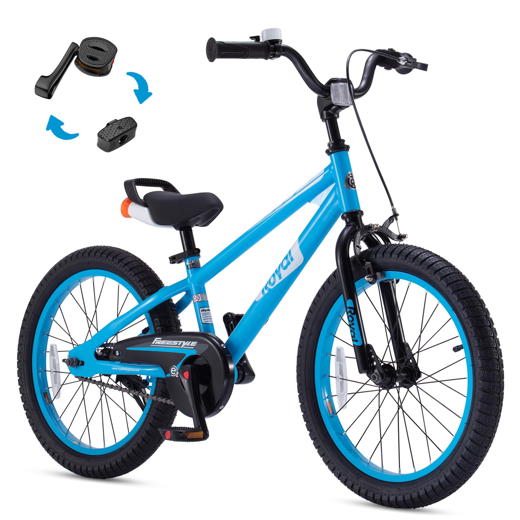 RoyalBaby Freestyle-EZ Kids Bike, Easy Beginner to Learn Balancing to Biking, 16 18 Inch Balance & Pedal Bicycle for Boys Girls Ages 4-9 Years, Instant Assembly, Multiple Color Options
