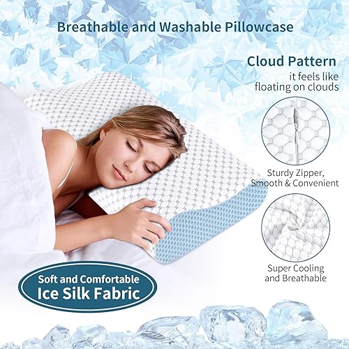 Miniatura 4 de Almohada cervical para el cuello para aliviar el dolor, almohadas ergonómicas de espuma viscoelástica de contorno, almohada refrescante para dormir,