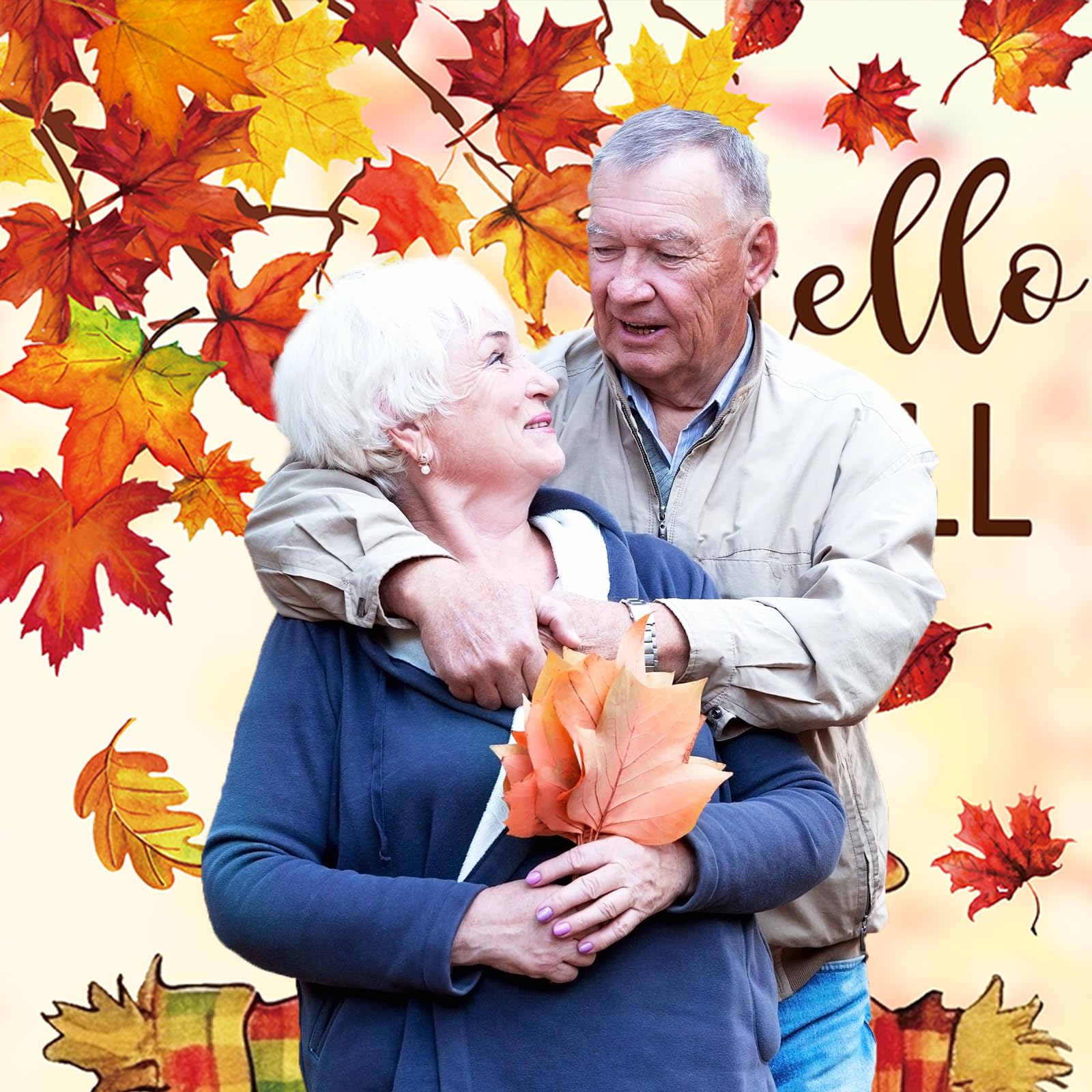 Herbst-Türbanner mit Vogelscheuche und Kürbisblättern, 80 x 170 cm, hängende Banner, Herbst-Foto-Hintergrund für Thanksgiving