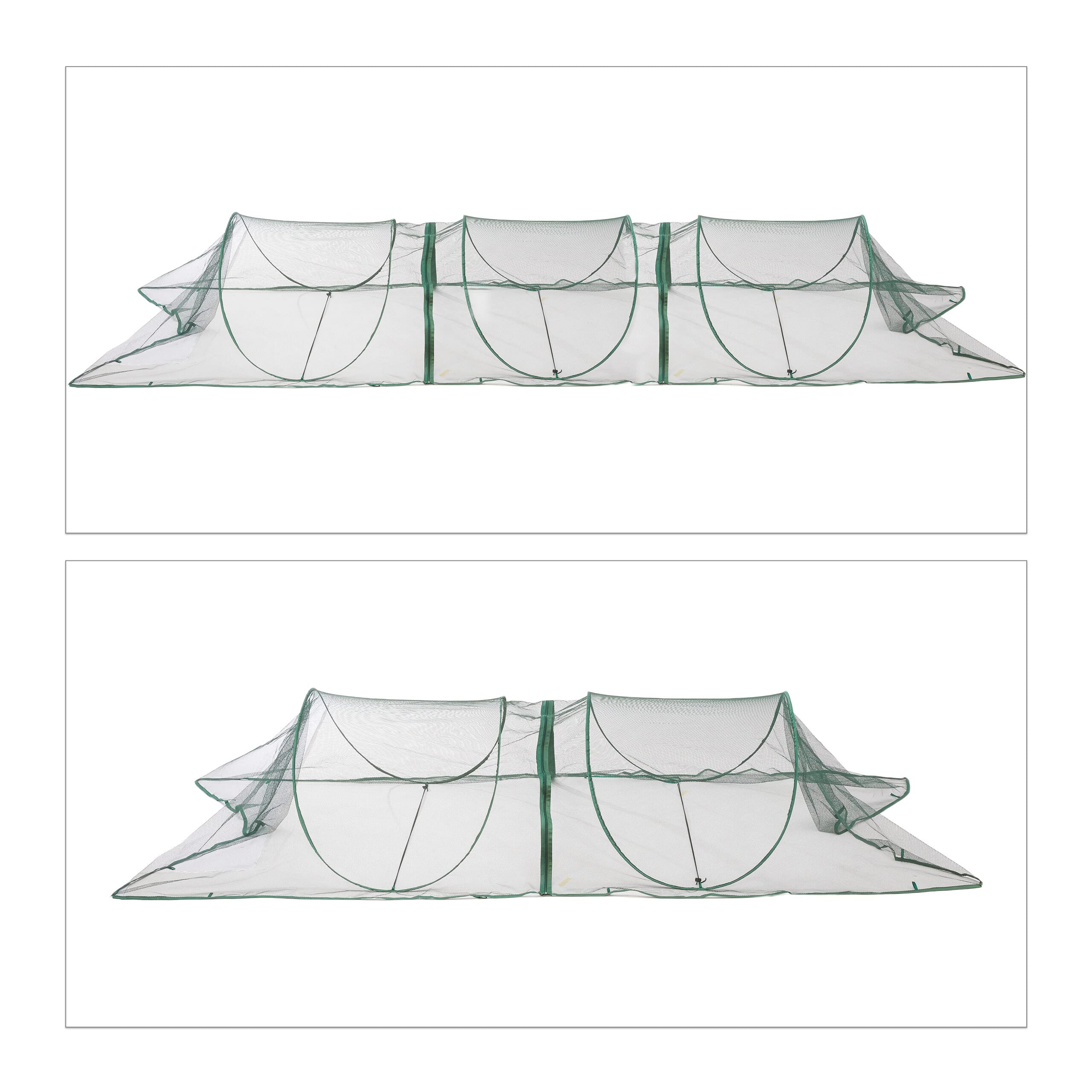 Relaxdays Tunnel de Croissance Pliable, système « Pop up », 3,5 m, Filet, pour légumes et Fraises, Vert foncé