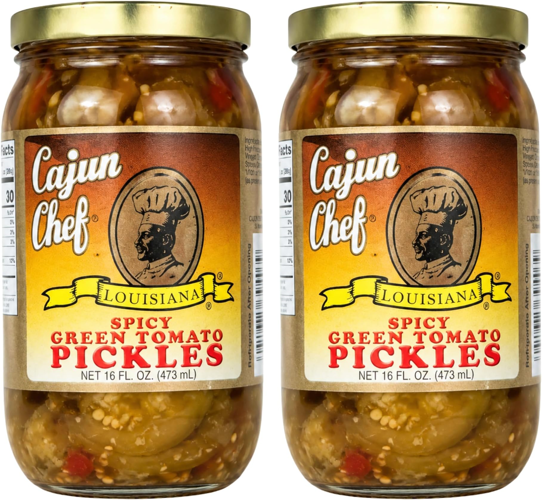Spicy Green Tomato Pickles 16 oz (Pack of 2) - Diced Louisiana Style Pickled Green Tomatoes in Spicy Sweet Vinegar, Tangy Side Dish, Fried Fish Garnish, Sandwich Burger and Bloody Mary Topping
