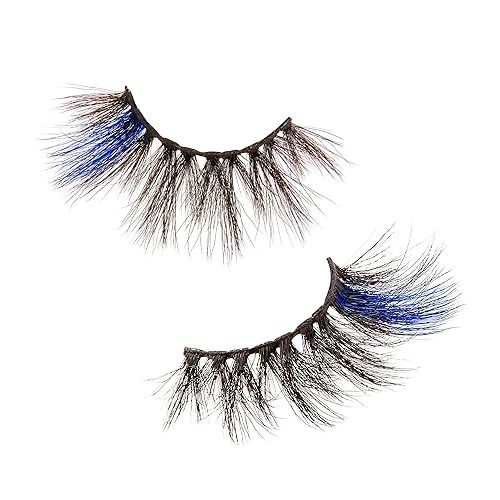 Miniatura 2 de iENVY - Pestañas postizas de imitación de visón de color, pestañas de colores mixtos, máxima esponjosidad y volumen, pestañas postizas (tinte azul)