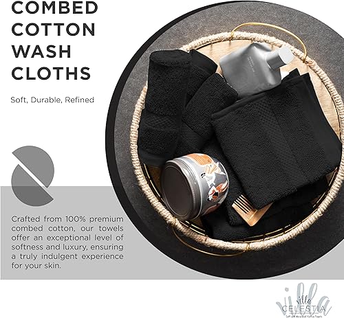 Miniatura 2 de Villa Celestia Paños de lavado de cara de 650 GSM azul marino, 100% algodón para tu cuerpo, paños de lavado suaves para tu cara y cuerpo, paños de