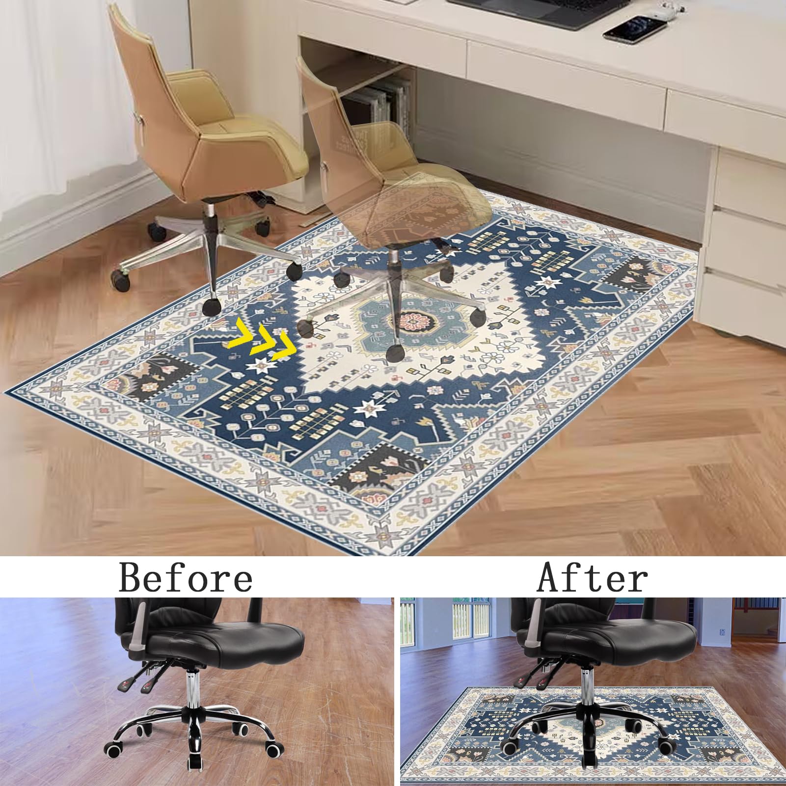 Tappetino Salvapavimento Antiscivolo, Tappeto per Sedia Ufficio per per Pavimenti in Legno Duro, Tappeto Gaming pavimento, Tappetini di Protezione per Pavimento per Parquet e Laminato 120 x 140 cm