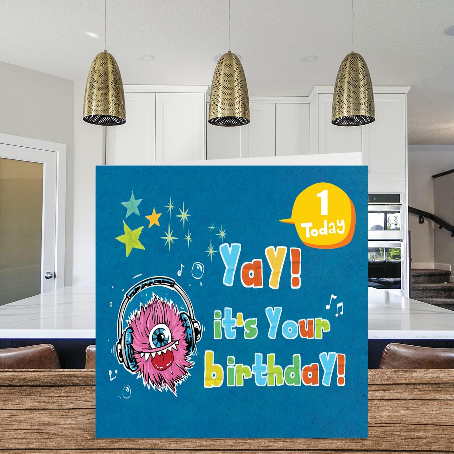 Stuff4 1st Birthday Card Boy - Monster Birthday Card - Happy Birthday Card 1 Year Old Boy, Boys Birthday Cards for Him, 5.7 x 5.7 Inch Greeting Card for Son Nephew Grandson Kid Children