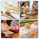 40 Ensemble d'argenterie en or pour pièces 8, Ensemble de couverts en acier inoxydable, Miroir poli plat, Lave-vaisselle Safe Tableware pour la maison, Mariage & Parti