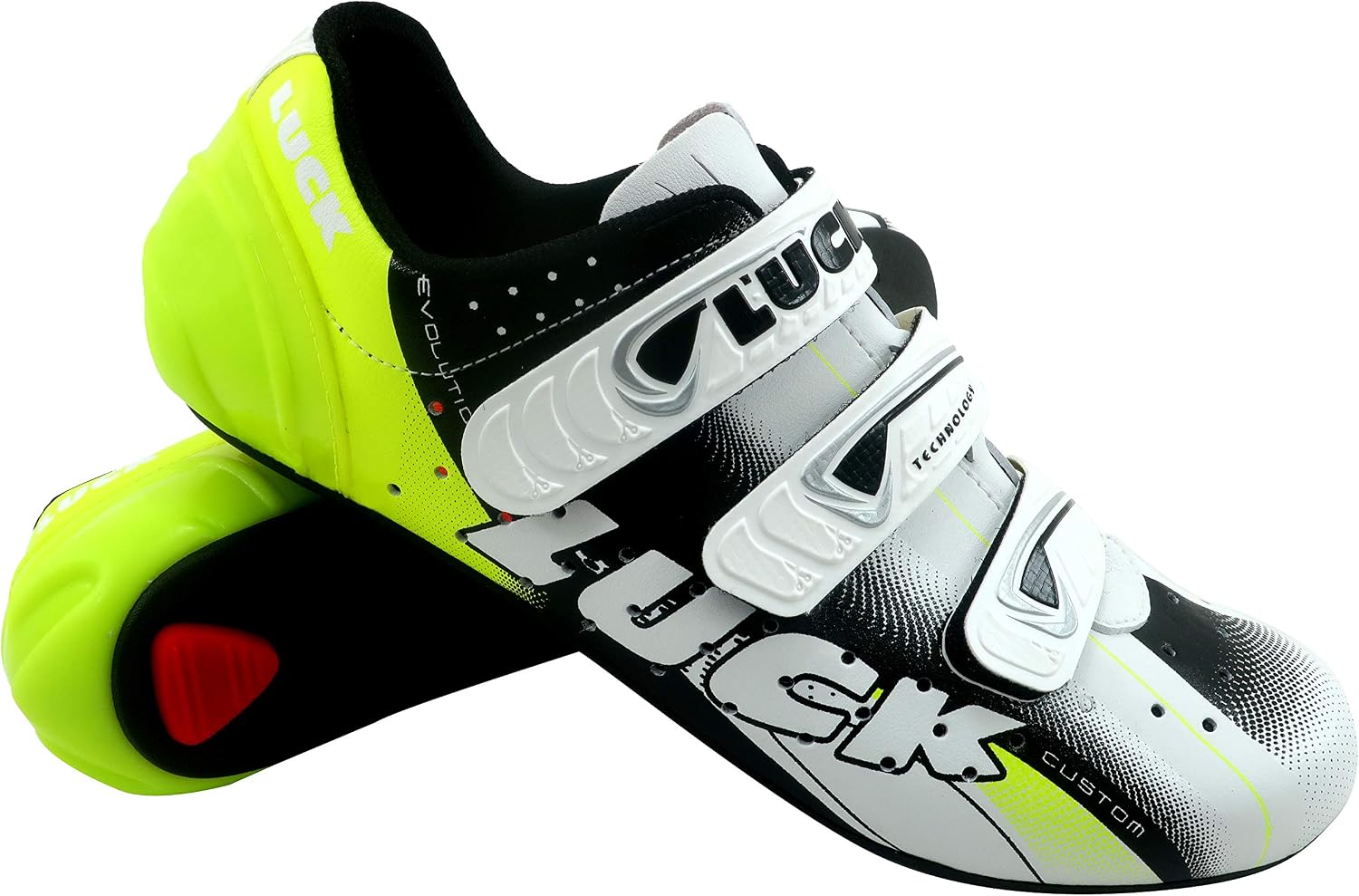 LUCK EVO Red Cycling Shoes, for Road, with Carbon Sole, Very Rigid and Lightweight and Triple Velcro Strip