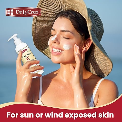 Miniatura 4 de De La Cruz Loción de vitamina E para piel seca 12,000 UI con aceite de aguacate, aceite de almendras y aloe vera. Crema hidratante de vitamina e,