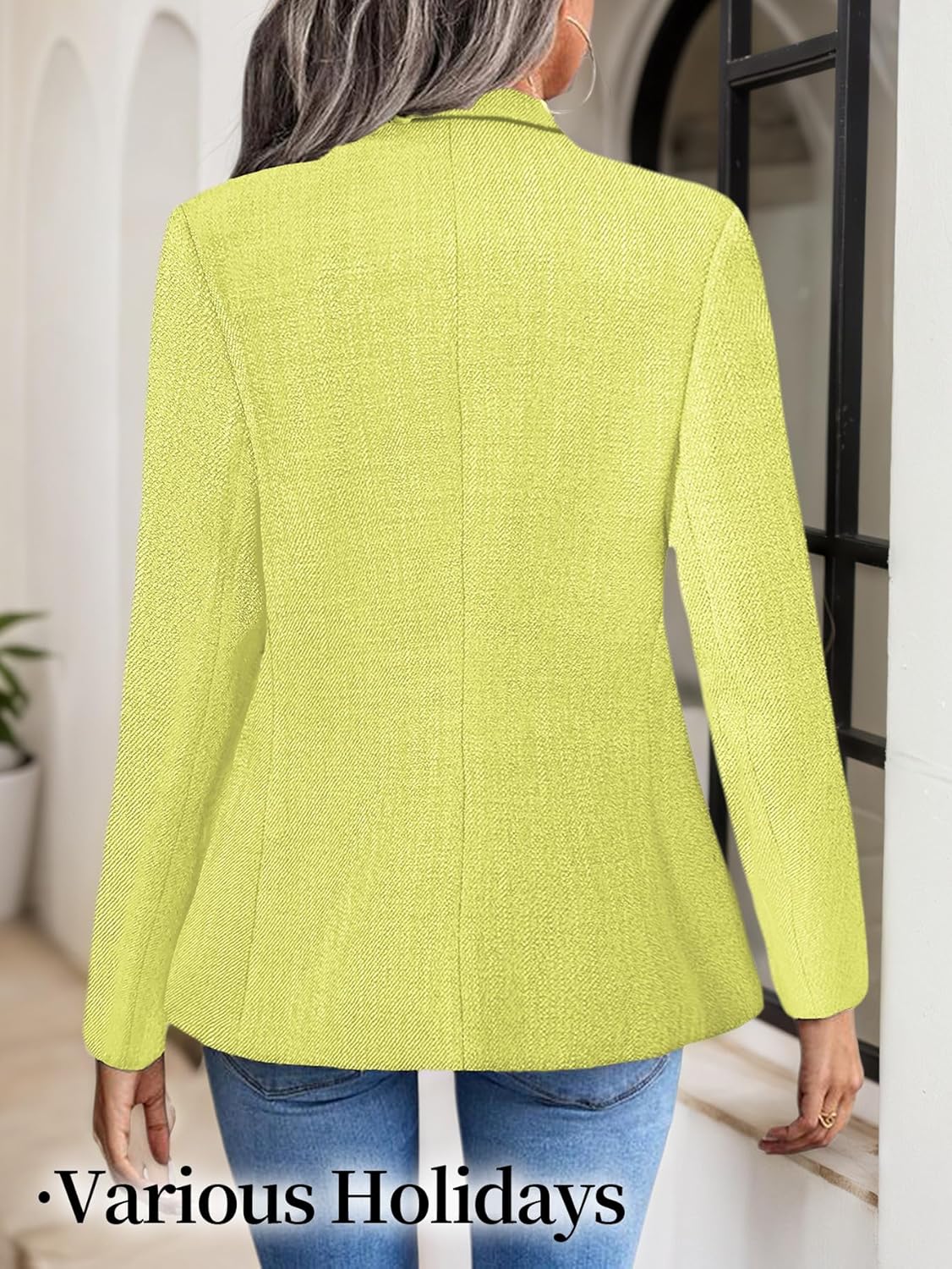 Lime Green Tweed Blazer Back View