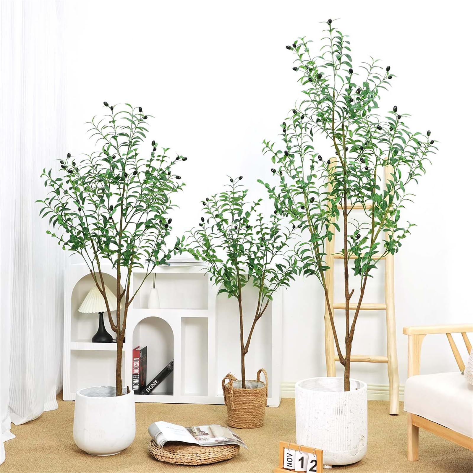 1,8 m künstlicher Olivenbaum mit naturgetreuen Olivenblättern, künstlicher Olivenbaum im Topf, Olivenbaum aus Seide für die Dekoration von Wohnzimmer,Schlafzimmer und Büro