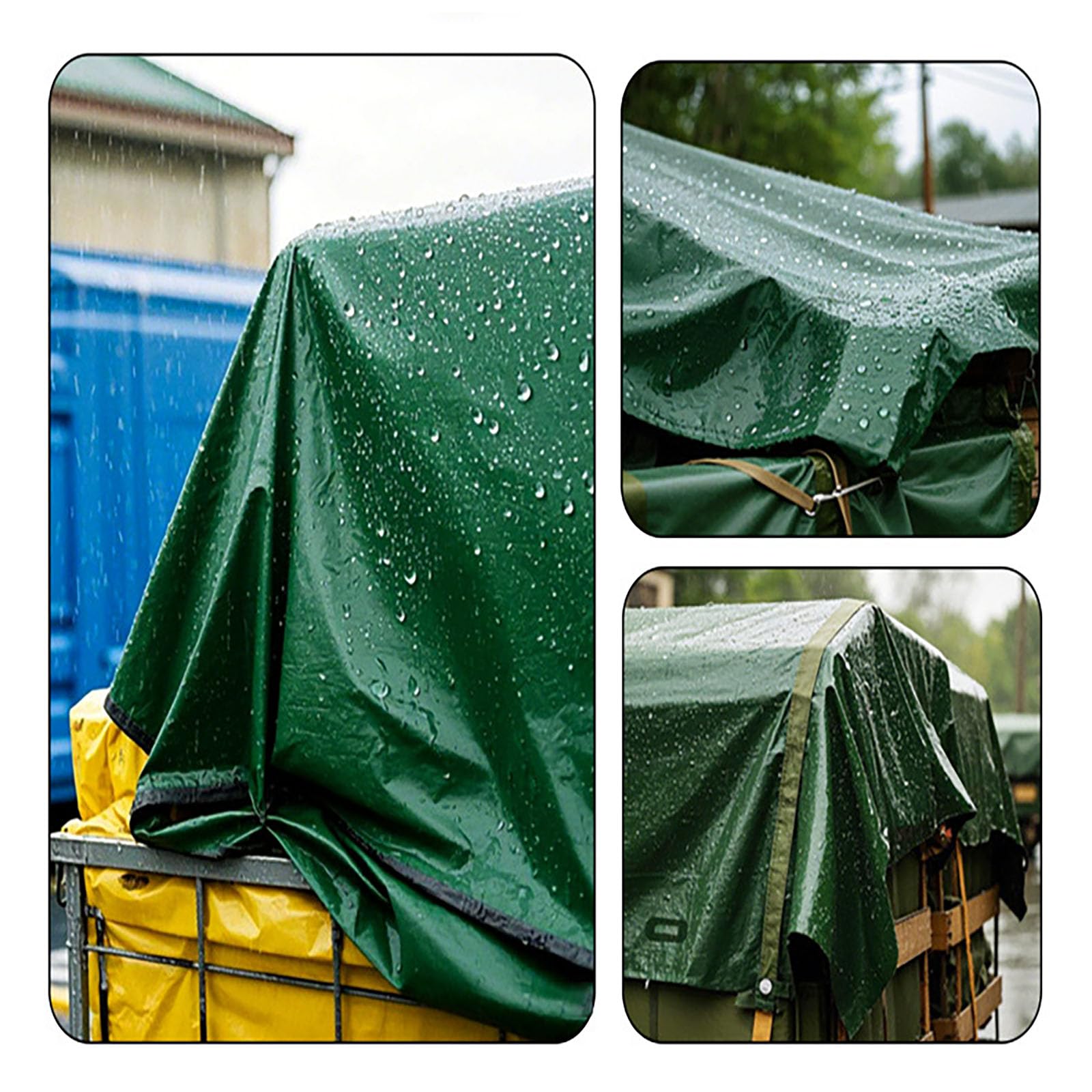 Telone Impermeabile 230 x 250 cm Extra Impermeabile Telone di Copertura con Occhielli per Mobili da Giardino Barche Legno Piscina Camion, Verde