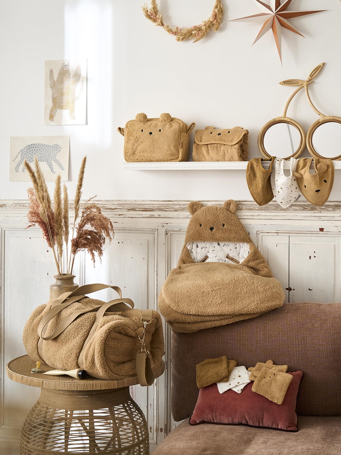 VERTBAUDET Lot de 6 lingettes lavables Ourson caramel TU