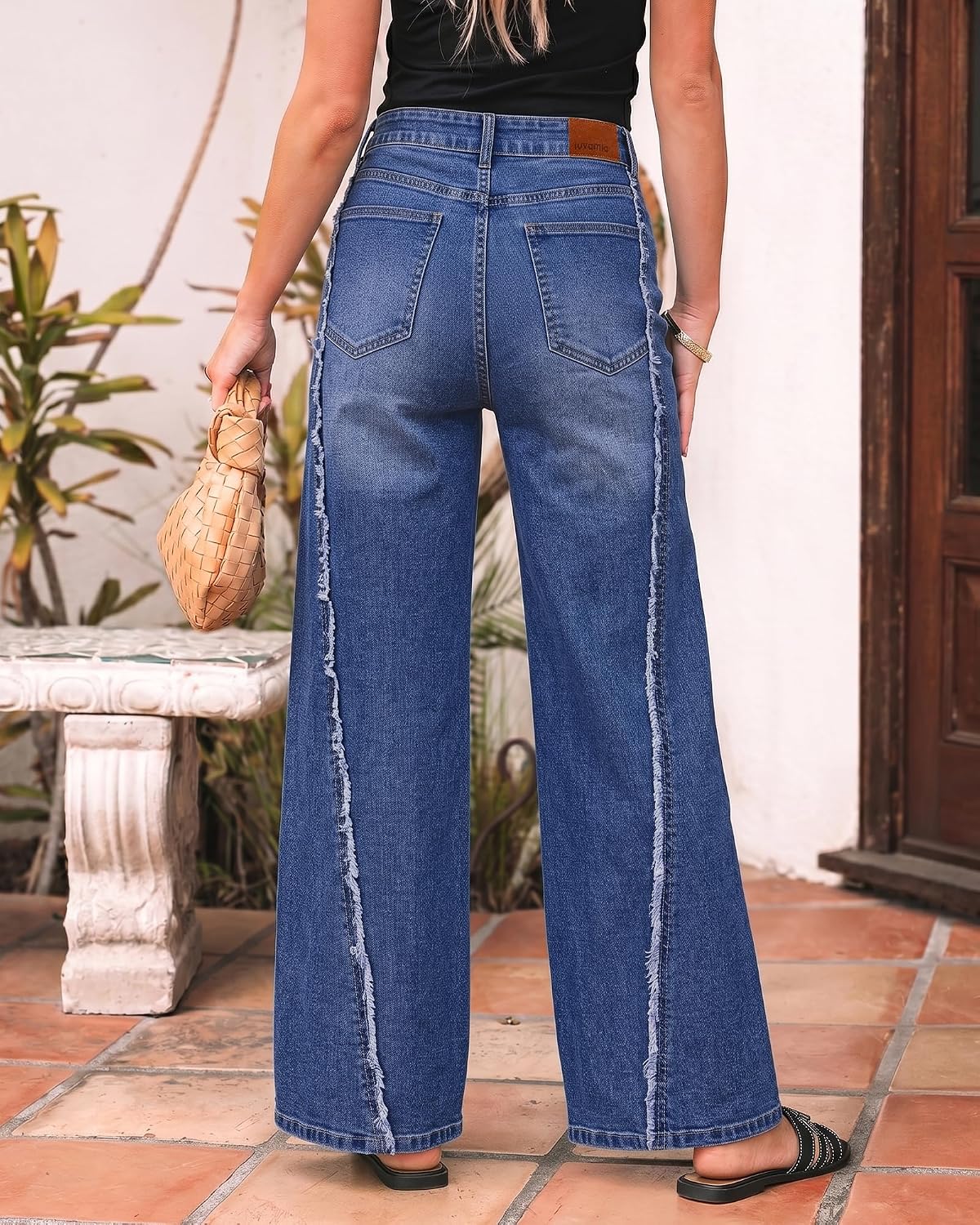 luvamia Wide Leg Jeans for Women High Waisted Selvedge Baggy Denim Pants image 2