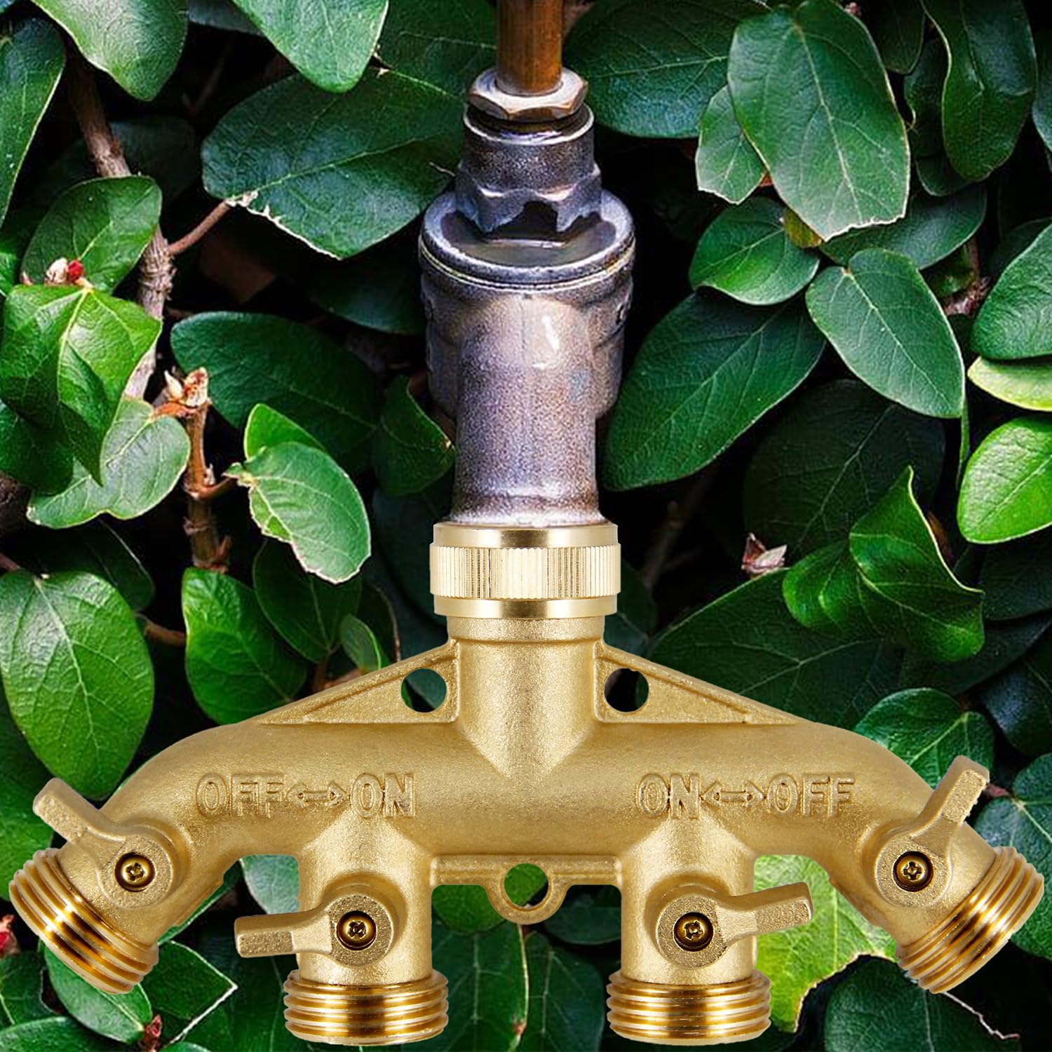 Distributore Di Tubo Flessibile  4 Vie , Adattatore Splitter A Quattro Vie Per Irrigazione In Ottone Connettore Per Rubinetto Con Valvola A Sfera 88239717